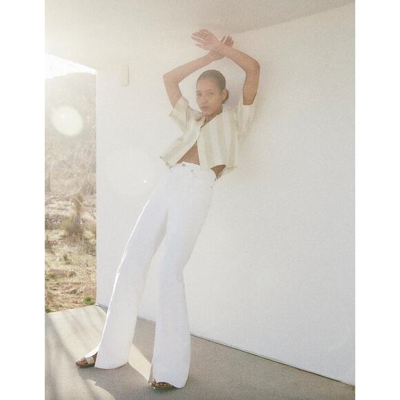 NEW Madewell Rigid High Rise Baggy Flare Jeans in Tile White - Picture 3 of 13